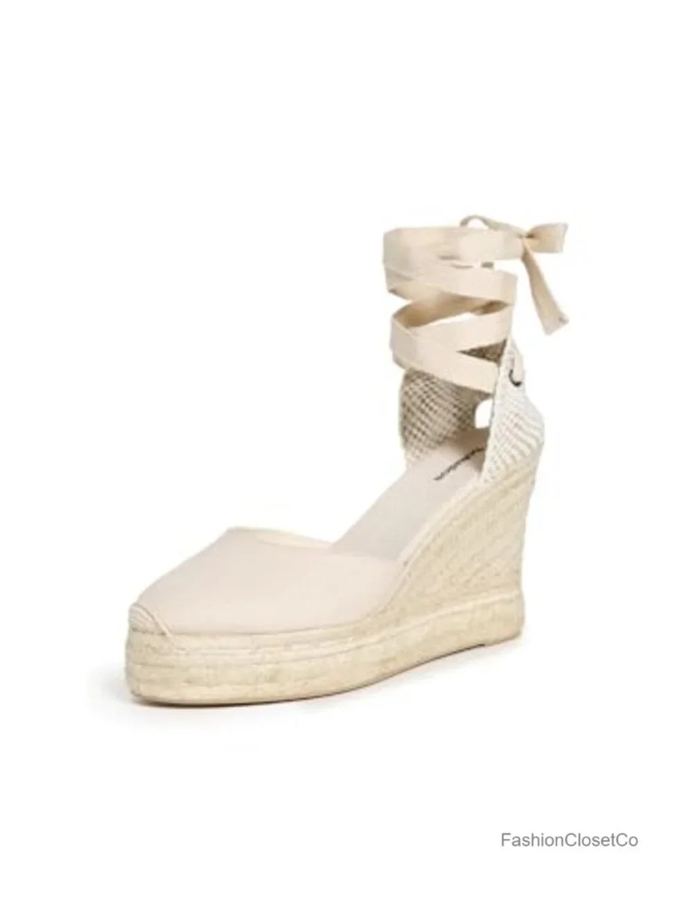 Platform Wedge Espadrille Sandals - Wraparound Ankle Strap - Open Toe